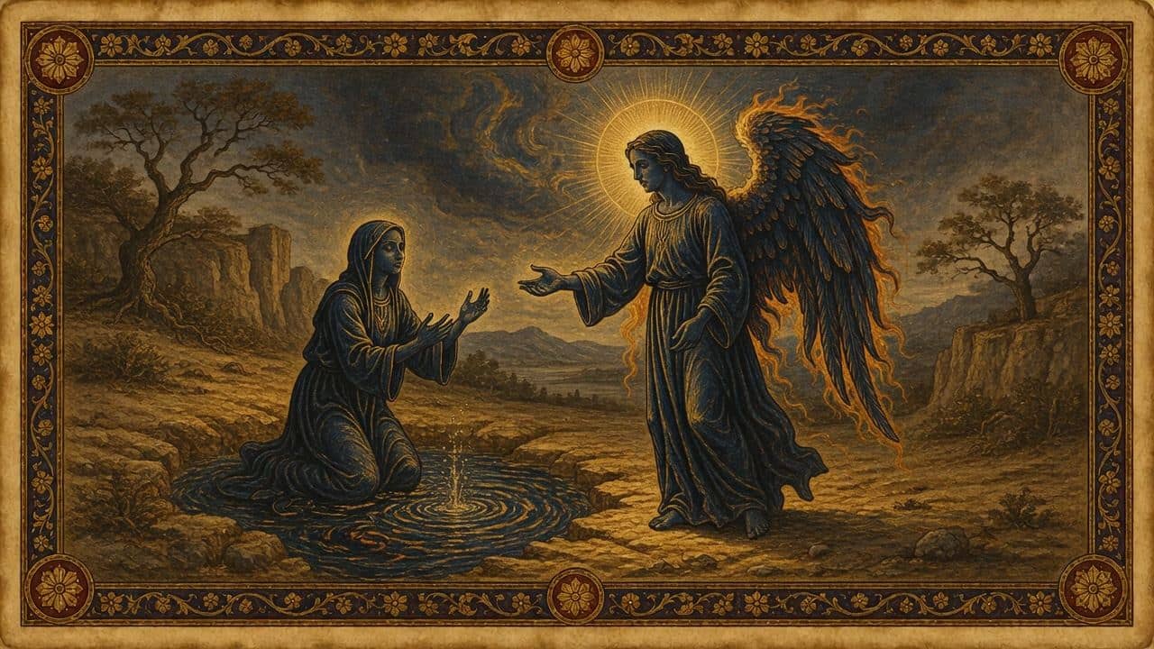 Illustration for Hagar in the wilderness — Yahweh's angel
