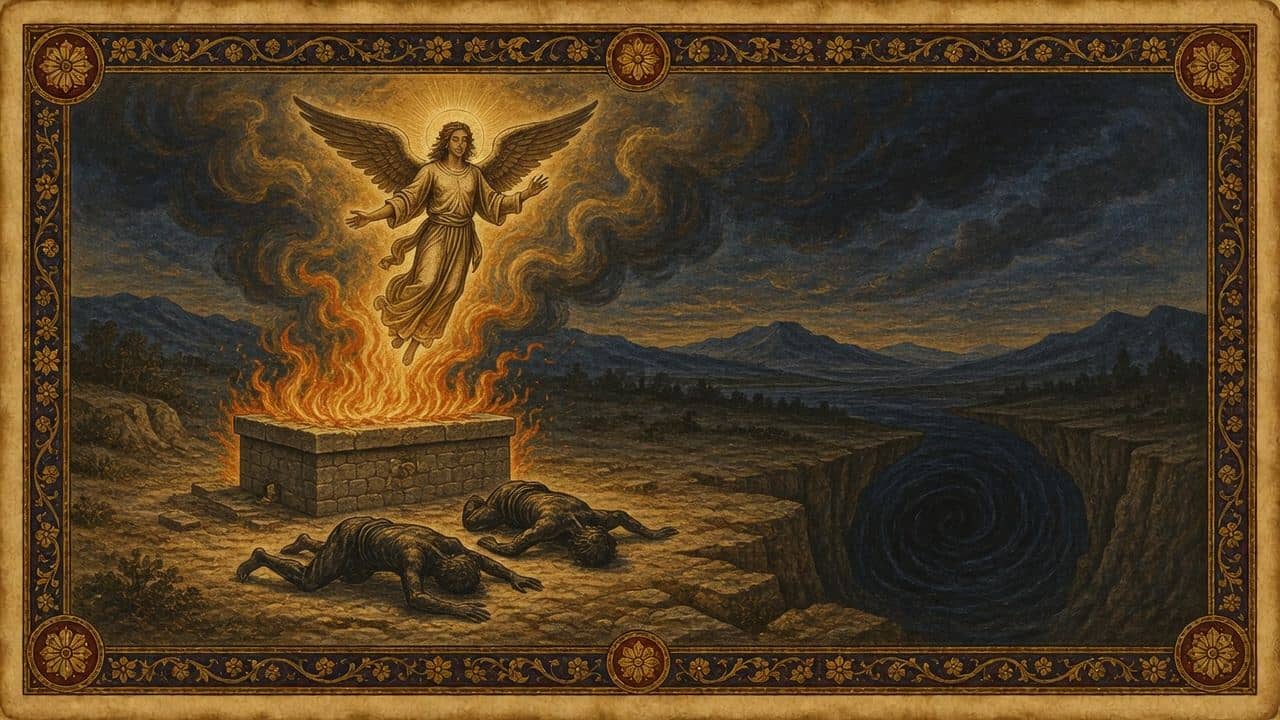 Illustration for Samson's parents ask his name — Yahweh's angel