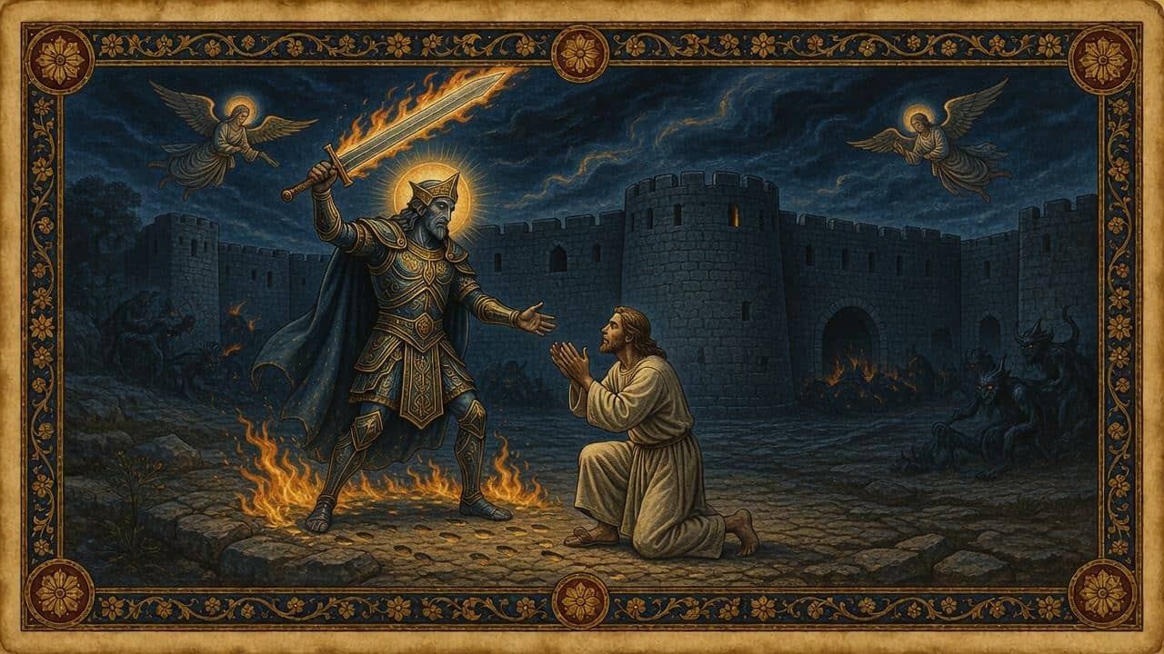 Illustration for The commander before Jericho — The commander of Yahweh's army
