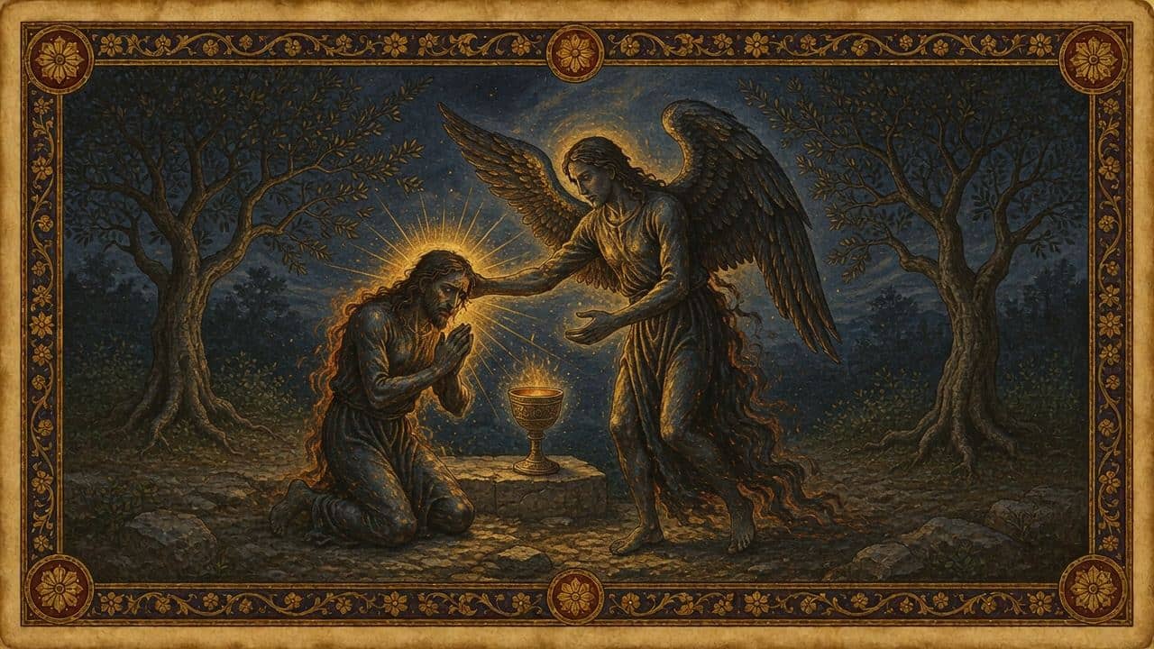 Illustration for The strengthening angel in Gethsemane — An angel from heaven