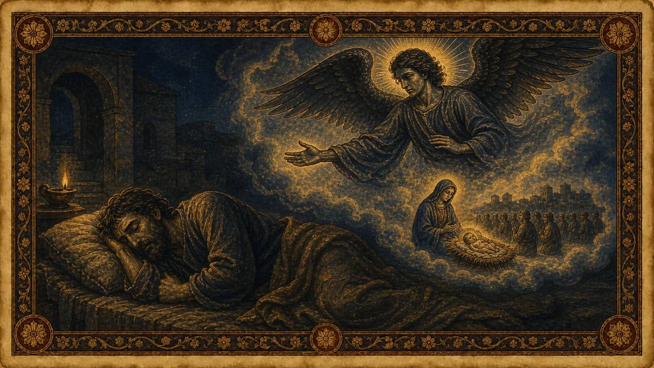 Illustration for Joseph told not to be afraid — An angel of the Lord, in a dream