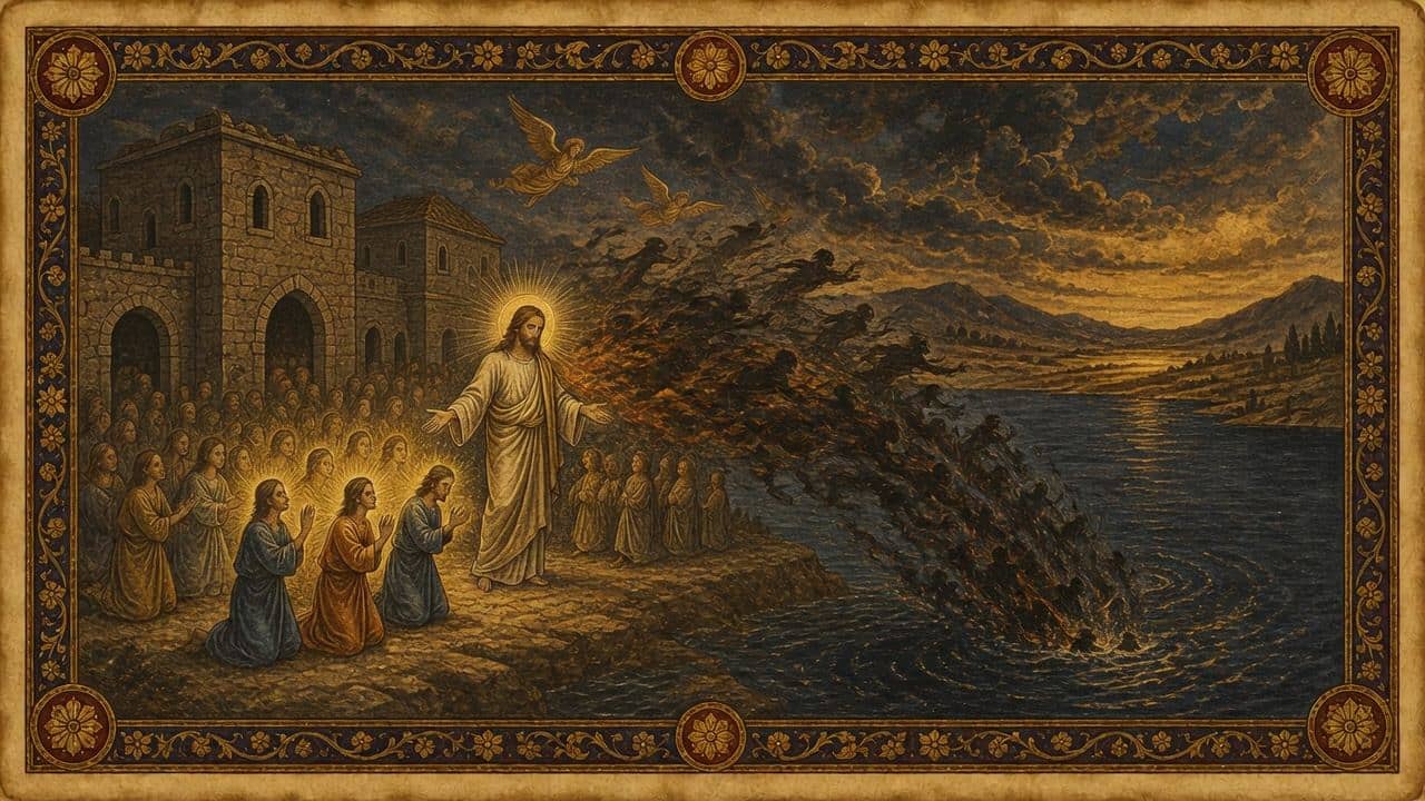 Illustration for The sunset crowds — Capernaum, at sunset