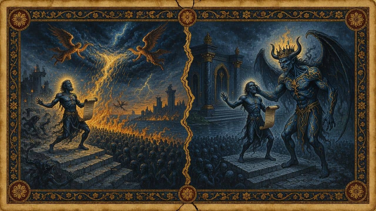 Illustration for The same census, two tellings — Angels & Demons, the fall