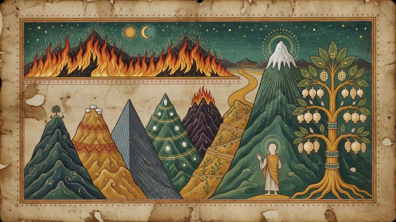 Illustration for Chapter 24 — XXIV-XXV. The Seven Mountains in the North-West and the Tree of Life — The Book of Enoch (1 Enoch)