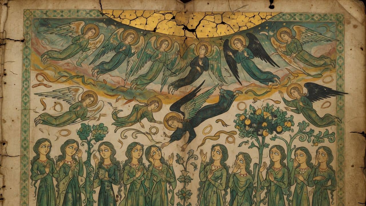 Illustration for Chapter 6 — VI-XI. The Fall of the Angels: the Demoralization of Mankind: the Intercession of the Angels on behalf of Mankind: The Dooms pronounced by God on the Angels: the Messianic Kingdom—(a Noah fragment) — The Book of Enoch (1 Enoch)