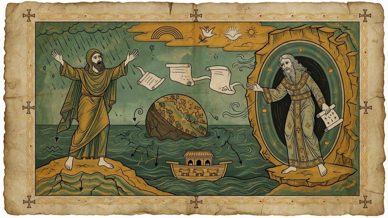 Illustration for Chapter 65 — LXV. Enoch foretells to Noah the Deluge and his own Preservation — The Book of Enoch (1 Enoch)