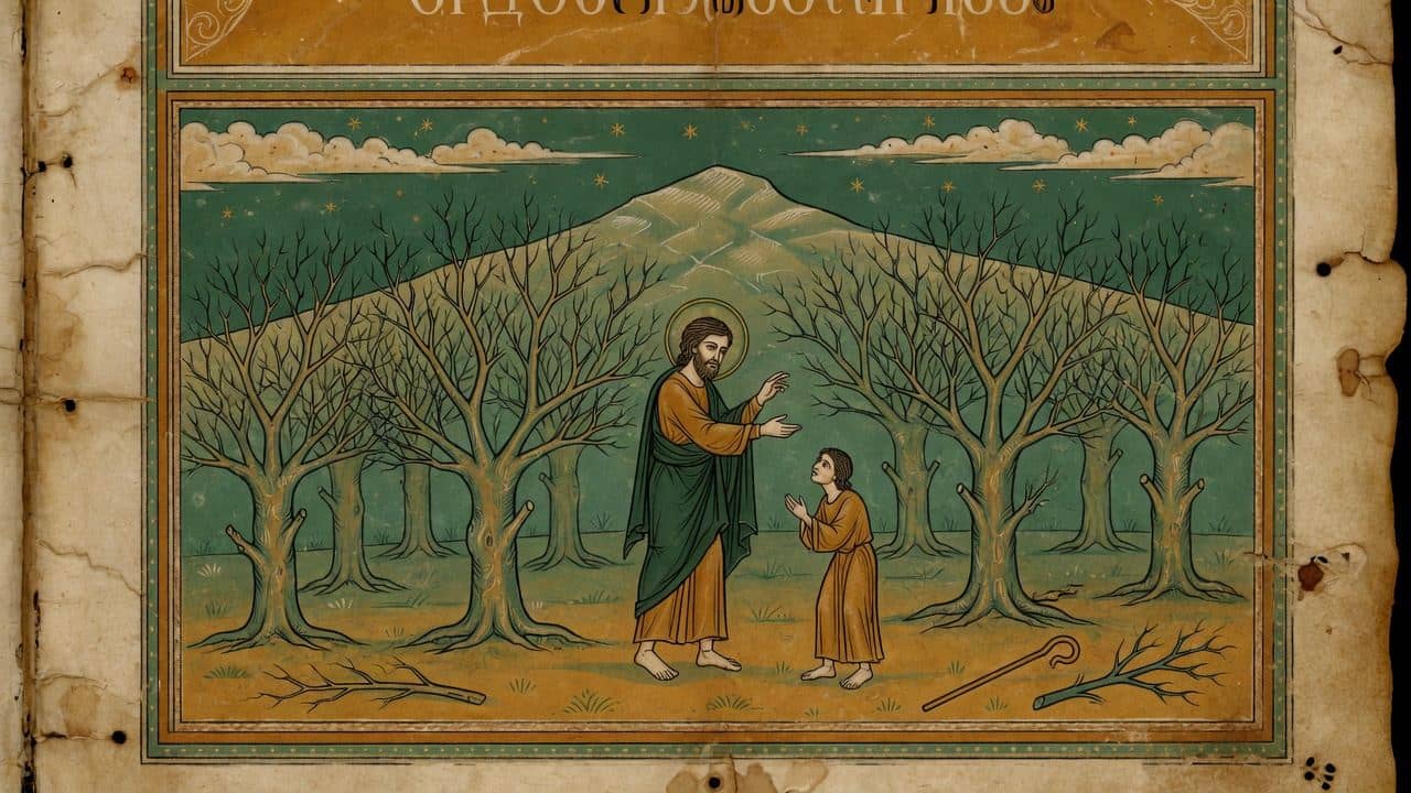 Illustration for Chapter 51 — As in Winter Green Trees Cannot Be Distinguished from Withered, So in This World Neither Can the Just from the Unjust — The Shepherd of Hermas