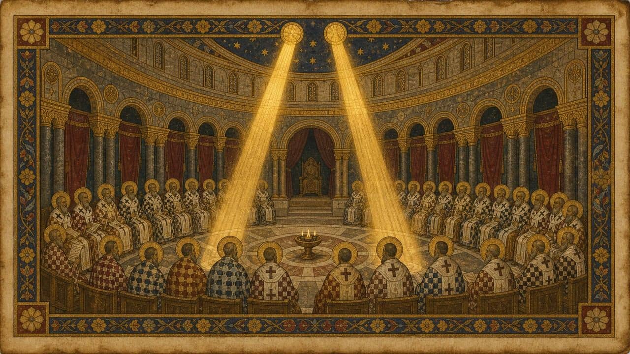 Illustration for Third Council of Constantinople — Constantinople (Trullus hall, imperial palace)